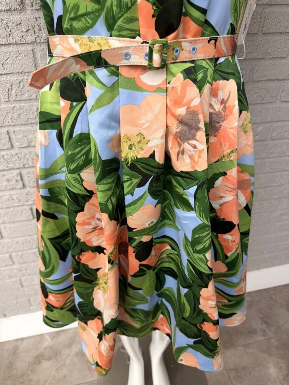 Tahari ASL Women's Floral Belted Pleated Short Sleeve Dress Size 8 - Picture 11 of 16